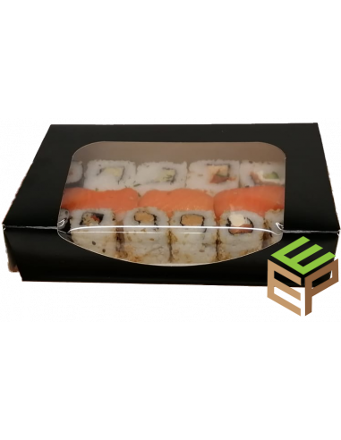 Boite à sushi avec fenêtre Noir ou Brun - 4 Tailles Disponibles