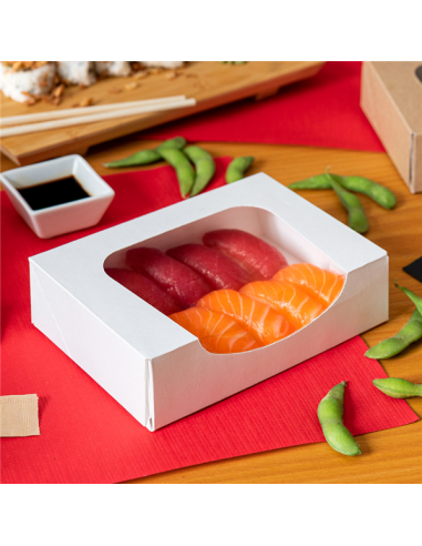 emballage pour sushi blanc avec fenetre