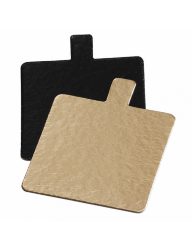 Support carré pour pâtisserie - 8x8 cm - or/noir - par 250 unités