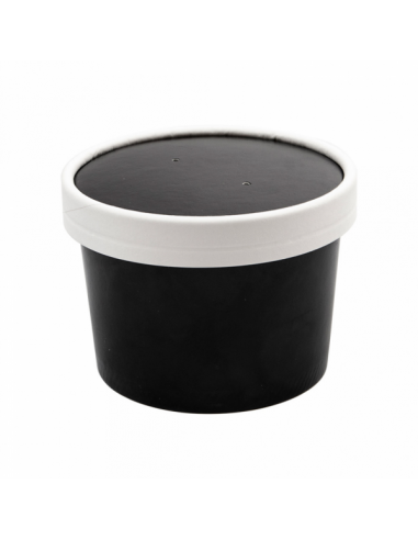Pots à soupe avec couvercle Noir - Cinq Tailles Disponibles - par 250 unités