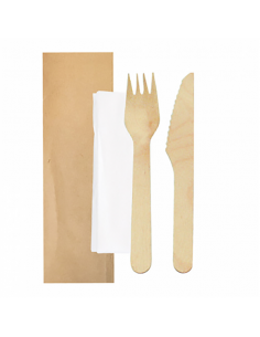 Kit couvert fourchette couteau serviette 100% compostable